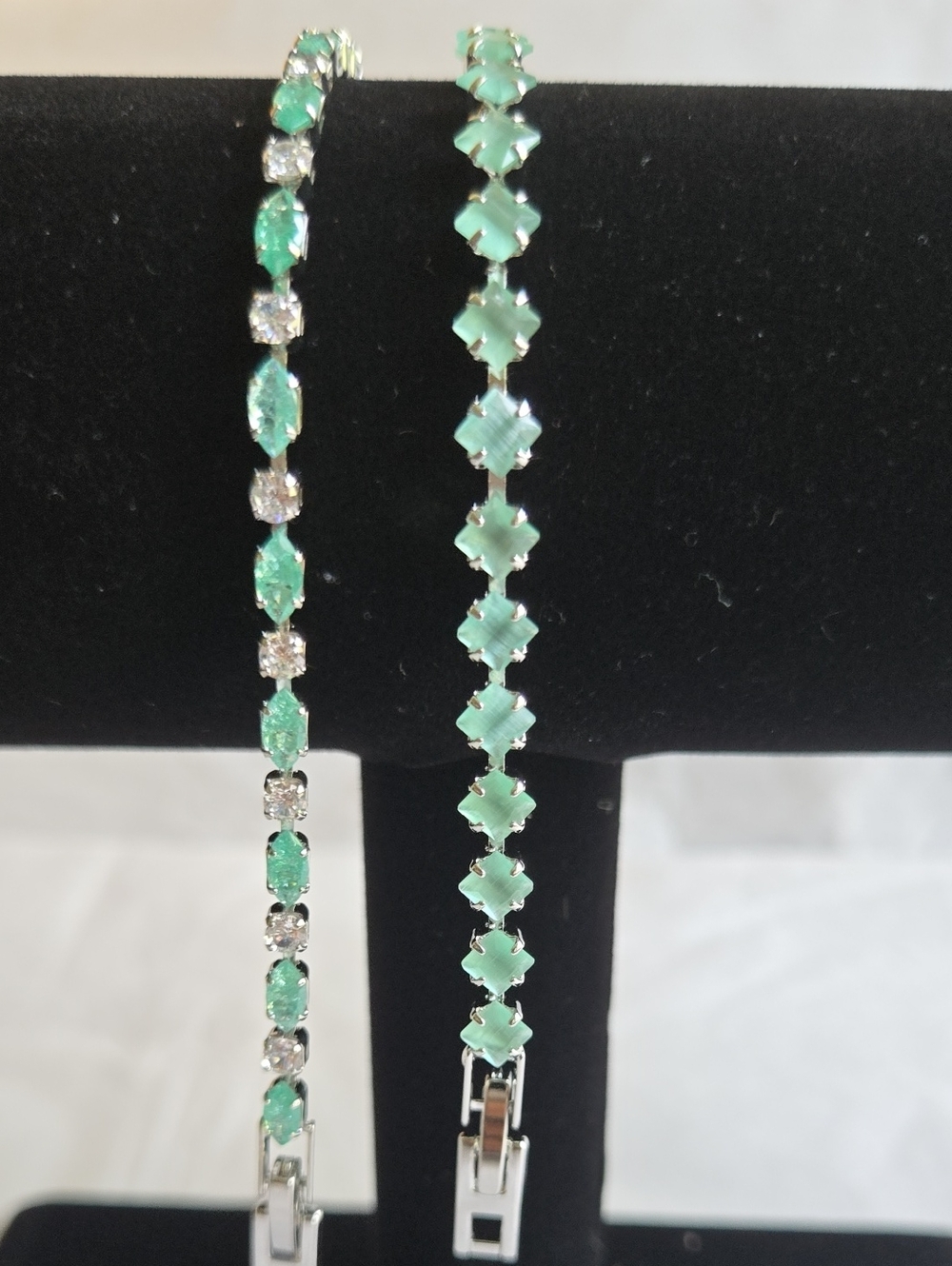 Pastel Green Crystal Tennis Bracelet Set - Women Jewelry